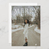 モダンなタイポグラフィーの写真による現代的なクリスマス シーズンカード (正面/裏面)