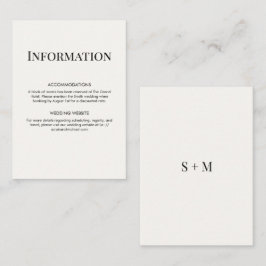 モダンなタイポグラフィーの結婚式の詳細 エンクロージャーカード