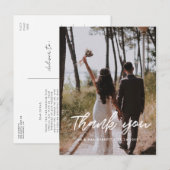 モダンなタイポグラフィーの結婚式写真感謝カード ポストカード (正面/裏面)