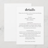 モダンなタイポグラフィーの結婚式詳細カード エンクロージャーカード (正面/裏面)