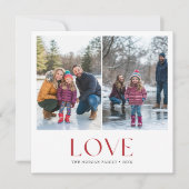 モダンなタイポグラフィーの赤い愛 ヴァレンタイン ファミリー フォト シーズンカード (正面)