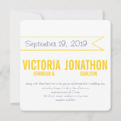 モダンなタイポグラフィーの黄色と灰色の結婚式 招待状 (正面)