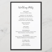 モダンなタイポグラフィーミニマリスト結婚式プログラム (裏面)