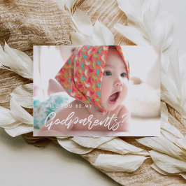 モダンなタイポグラフィー　あなたが私の名付け親になってくれますかカード 招待状