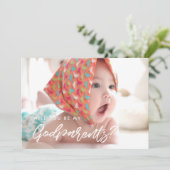 モダンなタイポグラフィー あなたが私の名付け親になってくれますかカード 招待状 (スタンド正面)