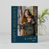 モダンなタイポグラフィー シンプルな写真で楽しいホリデーシーズン 箔シーズンカード (立ち正面)