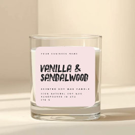 モダンなタイポグラフィー ブラッシュピンク ソイキャンドルラベル スクエアシール