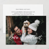 モダンなタイポグラフィー 愛は忍耐強い 結婚式最新情報 案内状 (正面/裏面)