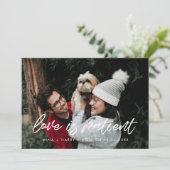 モダンなタイポグラフィー 愛は忍耐 ウェディング アップデート 案内状 (スタンド正面)