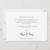 モダンなタイポグラフィー 愛は忍耐 ウェディング アップデート 案内状 (裏面)