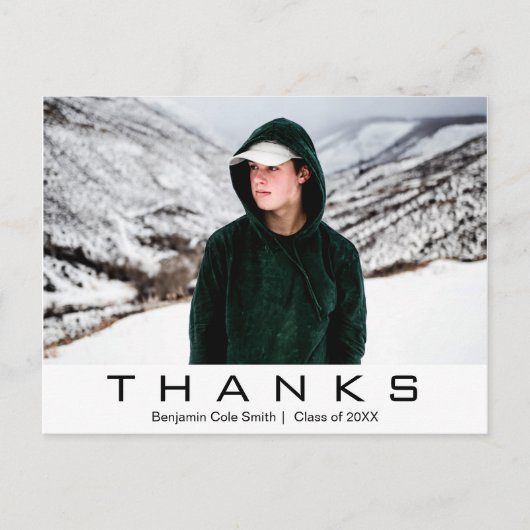 モダンなタイポグラフィ写真 卒業おめでとう ありがとう ポストカード (正面)