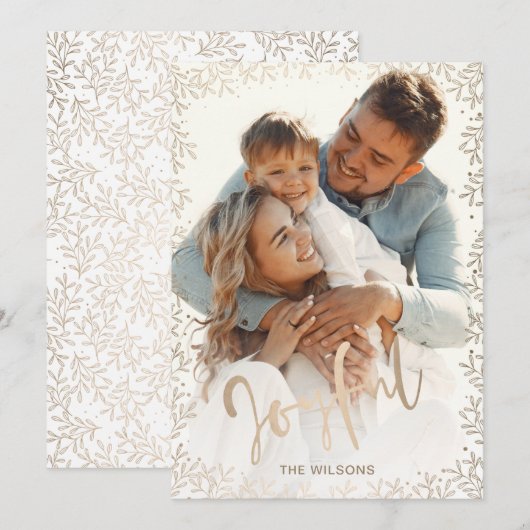 モダンなタイポグラフィ シンプル 楽しい ローズゴールド フォト シーズンカード (正面/裏面)