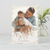 モダンなタイポグラフィ シンプル 楽しい ローズゴールド フォト シーズンカード (スタンド正面)