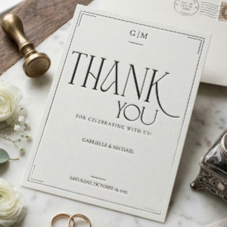 モダンなタイポグラフィ ミニマルな結婚式のお礼カード ポストカード