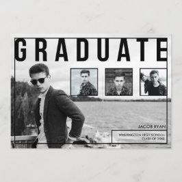 モダンなタイポグラフィ、卒業の発表 案内状