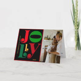 モダンなタイポグラフィ JOLLY フォトホリデー シーズンカード