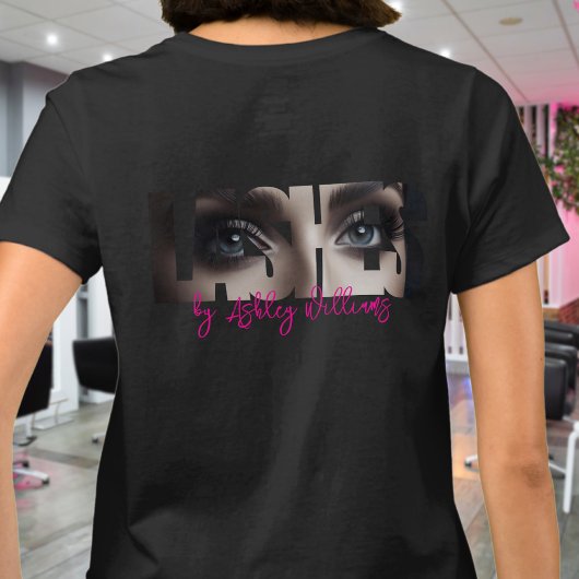 モダンなタイポグラフィ「LASHES by」マツエクアーティスト Tシャツ