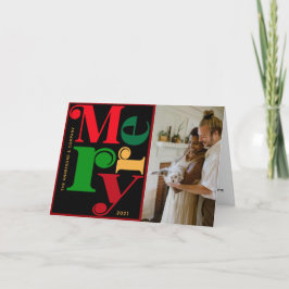 モダンなタイポグラフィ MERRY フォト ホリデー シーズンカード