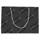 モダンなタイルの濃い灰色のイニシャル名/その他のテキスト ラージペーパーバッグ (裏面)