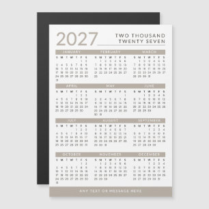 モダンなタウペとホワイトのカスタム2027年マグネットカレンダー