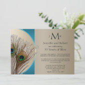 モダンなタウペアクアピーコック結婚記念日 招待状 (スタンド正面)