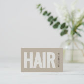 モダンなタウペカラーのヘアスタイリストQRコード 名刺 (スタンド正面)