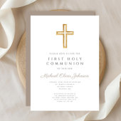 モダンなタウペクロス宗教的少年初聖体拝領 招待状