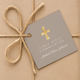 モダンなタウペスクリプトクロスボーイファーストコミュニオン フェイバータグ