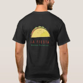 モダンなタコスレストランの黒いビジネスデザイン Tシャツ (裏面)