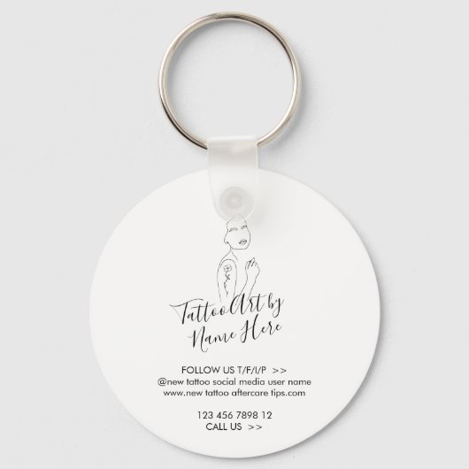 モダンなタトゥーガールのアートスクリプトタイポグラフィ キーホルダー (正面)