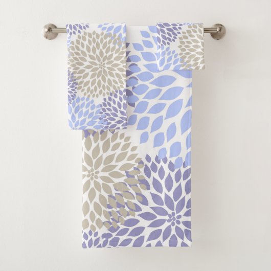 モダンなタマキビの紫色の花の浴室の装飾 バスタオルセット (インサイチュ)