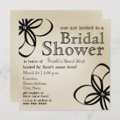 モダンなタン及び黒いブライダルシャワーの招待 招待状 (正面/裏面)