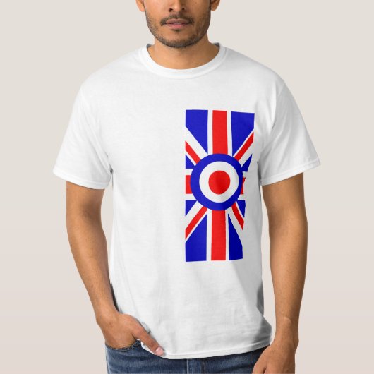 モダンなターゲットが付いている英国旗の側面 Tシャツ (正面)