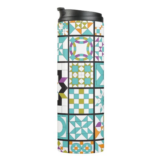 モダンなターコイズのサンプラーのキルトの上昇温暖気流のタンブラー タンブラー (回転右)