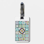 モダンなターコイズのサンプラーのキルトの荷物のラベル ラゲッジタグ (裏面縦)