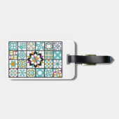 モダンなターコイズのサンプラーのキルトの荷物のラベル ラゲッジタグ (裏面横)