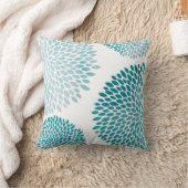 モダンなターコイズの緑の花の花びら クッション (ブランケット)