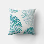 モダンなターコイズの緑の花の花びら クッション (裏面)