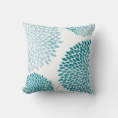 モダンなターコイズの緑の花の花びら クッション (正面)