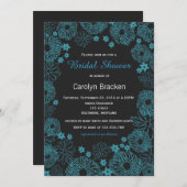 モダンなターコイズの花の縁取りが付いたウェディングシャワーの招待状 招待状 (正面/裏面)