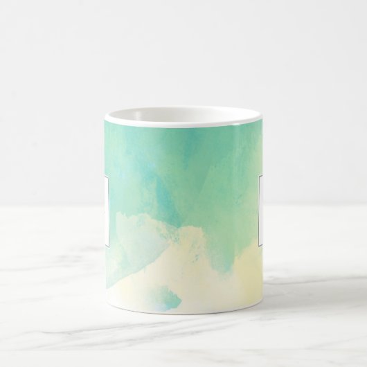 モダンなターコイズの金ゴールドの水彩画のモノグラムの名前 コーヒーマグカップ (中央)