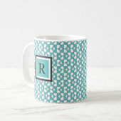 モダンなターコイズはパターンマグを一周します コーヒーマグカップ (正面左)