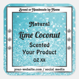 モダンなターコイズグリッター スパークリングスターズ プロダクトラベル スクエアシール