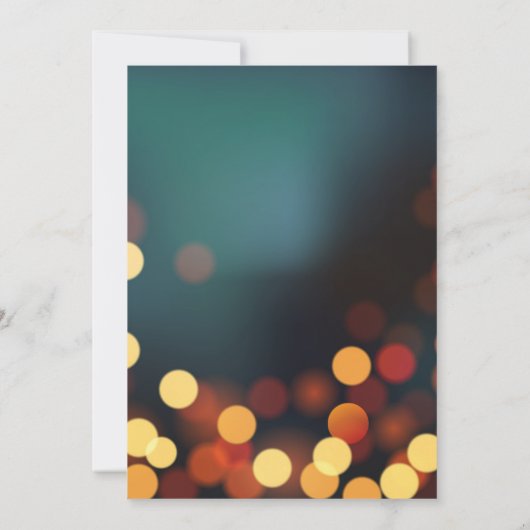 モダンなターコイズゴールドのボケ光 ウェディング セーブ・ザ・デート (裏面)