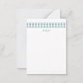 モダンなターコイズチェックの感謝カード ノートカード (正面)