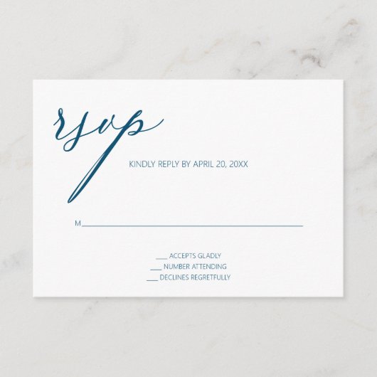 モダンなターコイズブルーの返信カード エンクロージャーカード (正面)