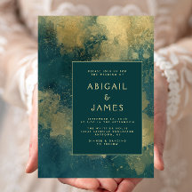 モダンなターコイズブルーゴールドアブストラクトウェディング