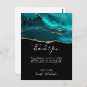 モダンなターコイズ & ゴールド アゲート ストーン アブストラクト サンクス ポストカード (正面/裏面)