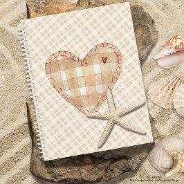 モダンなタータン柄とハートのブラウン スクラップブック ノートブック