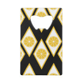 モダンなダイヤモンドパターンの柑橘類の切れ クレジットカード栓抜き (裏面)